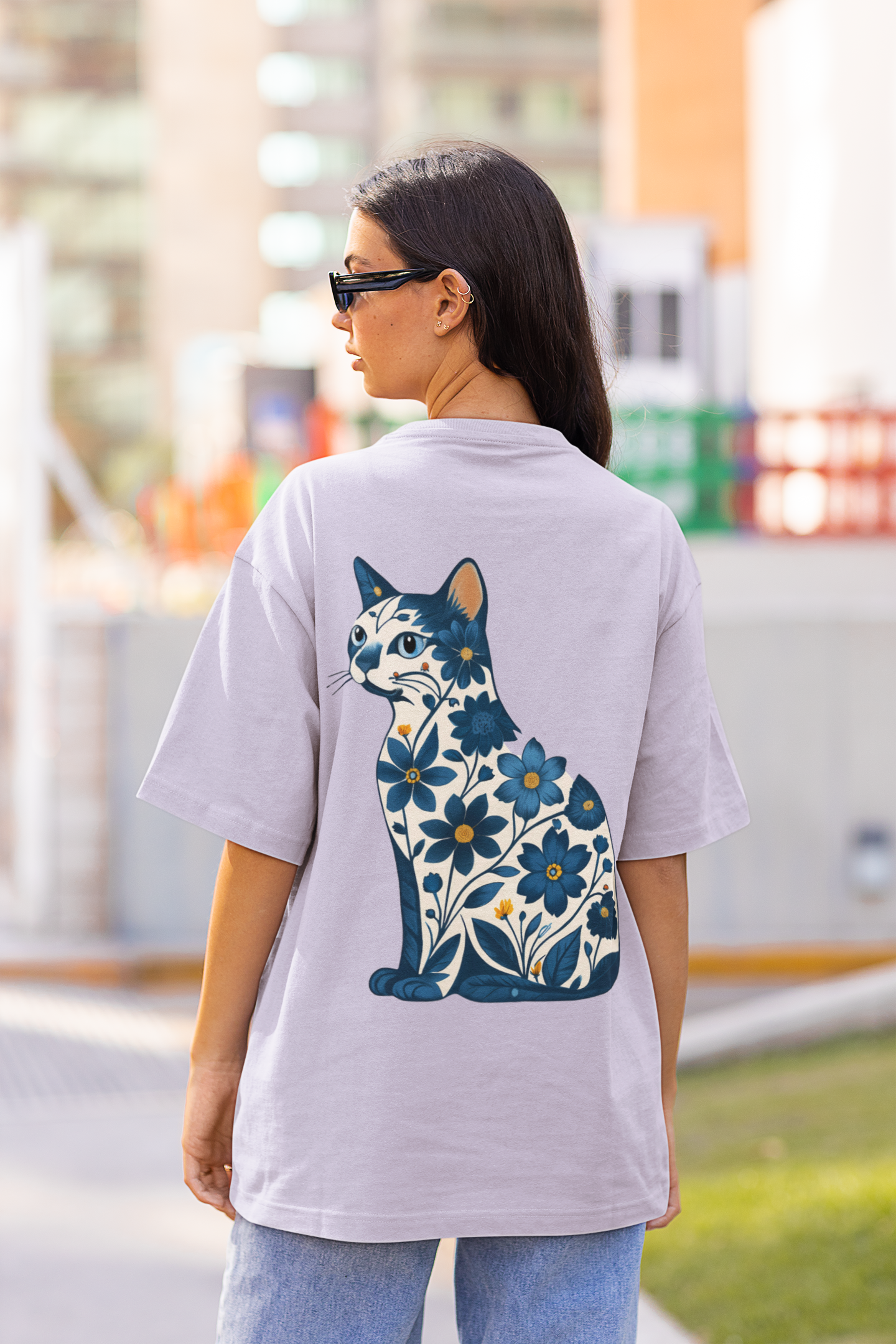 Floral Feline β Oversized T-shirt
