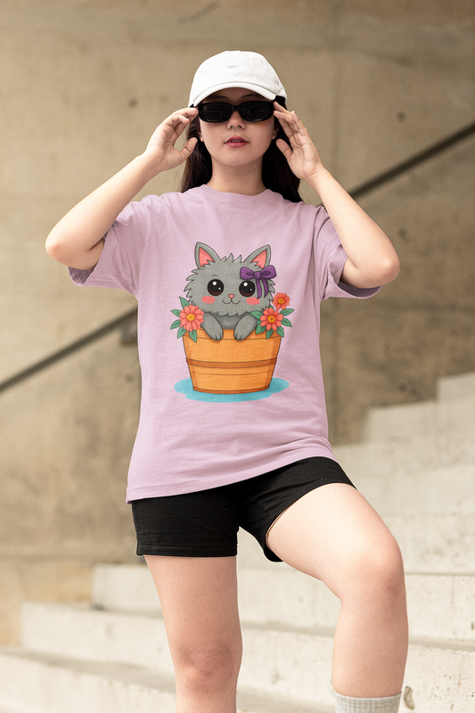 The Blossom Cat Oversized Tee