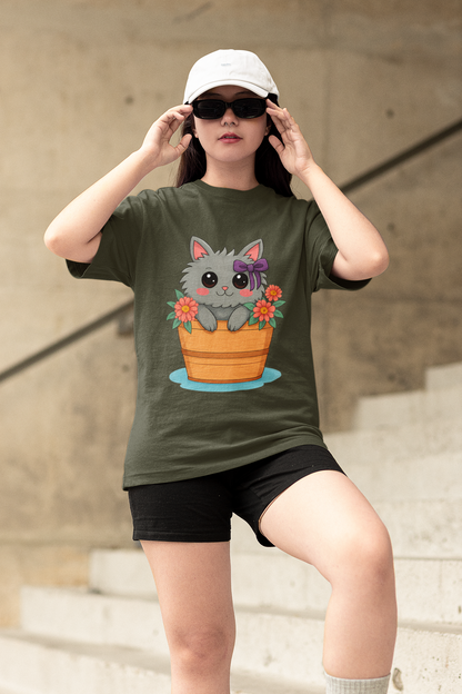 The Blossom Cat Oversized Tee